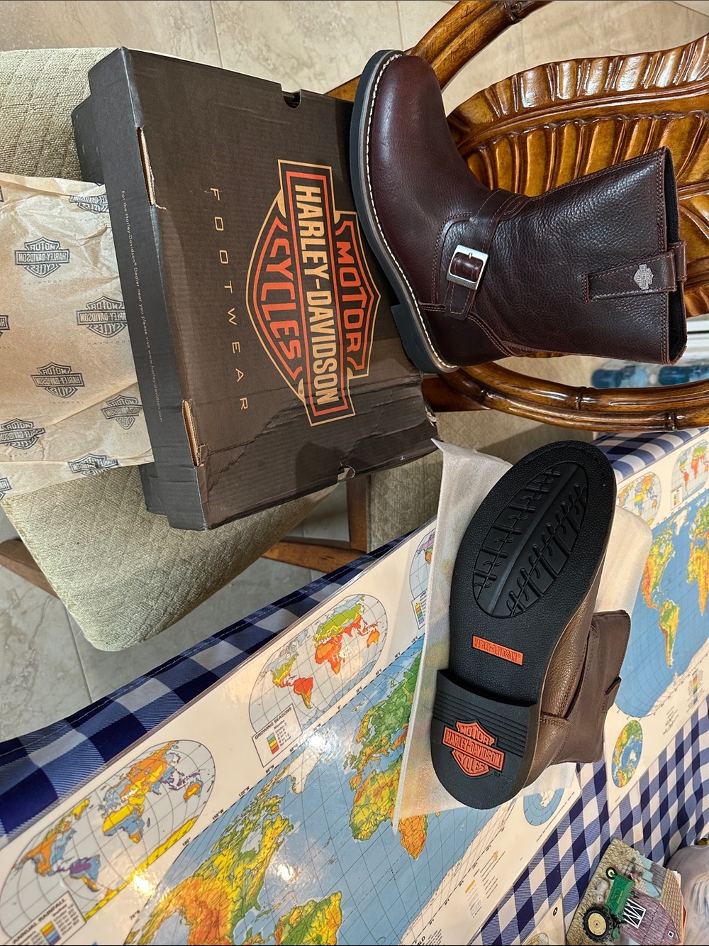 Harley-Davidson Men's Brown Leather Harness Moto Boots with Buckle